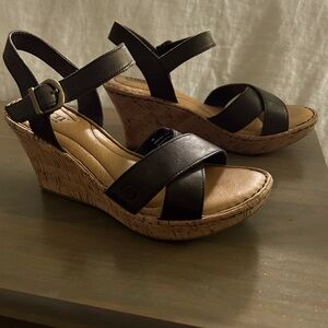 Black Wedge Sandal "Alaina" by Born, Size 7